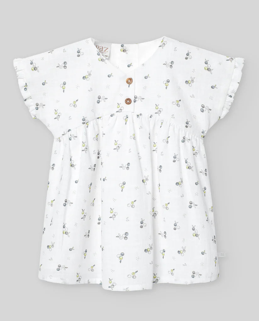 PAZ RODRIGUEZ: “POMPA” Woven Berries Print Dress