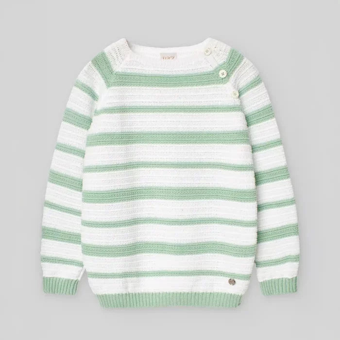 PAZ RODRIGUEZ: “RIAS” Knit Pullover in Maui Green and Agave Green Stripes