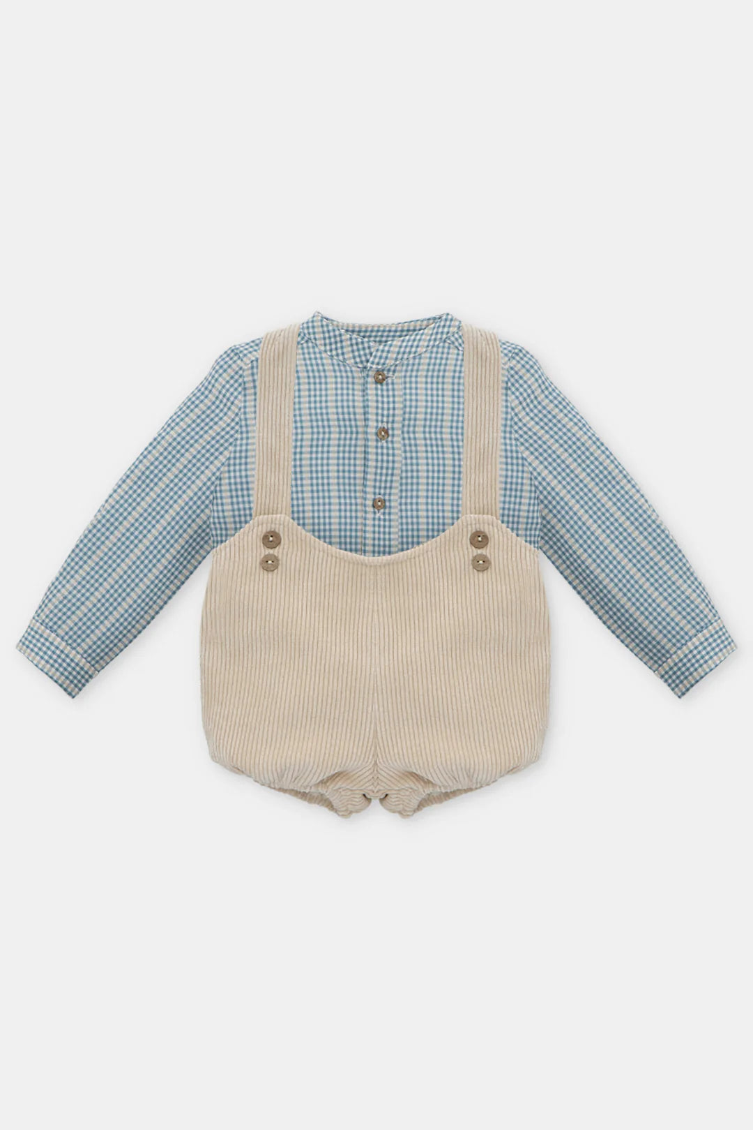 MARTIN ARANDA: shirt and boys shorts with suspenders