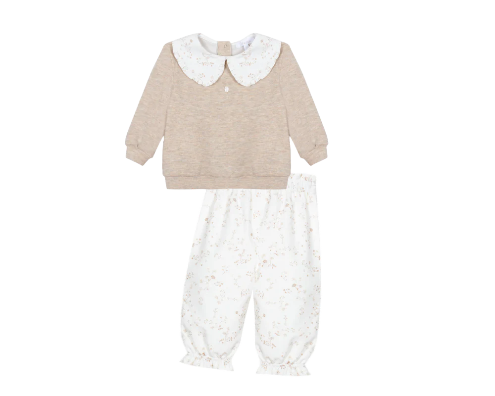PATACHOU: NEUTRAL BEIGE FLORAL SET