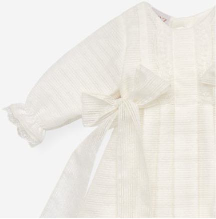 PAZ RODRIGUEZ: Baptismal Gown with bows on sides & Bonnet