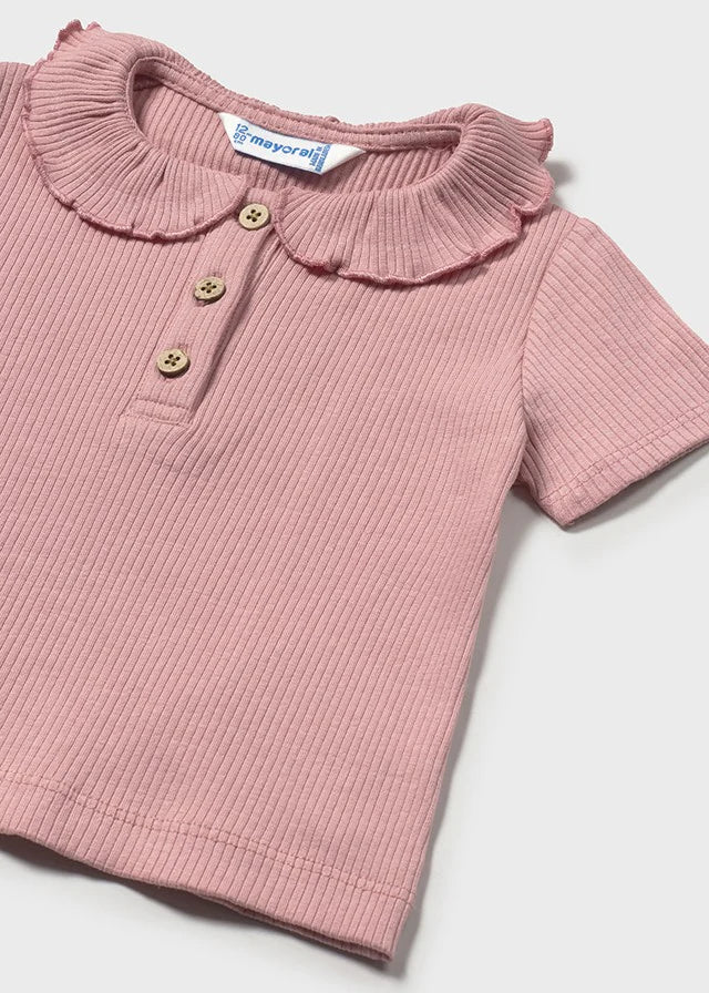 MAYORAL: GIRLS RIBBED ROUND COLLARED TOP