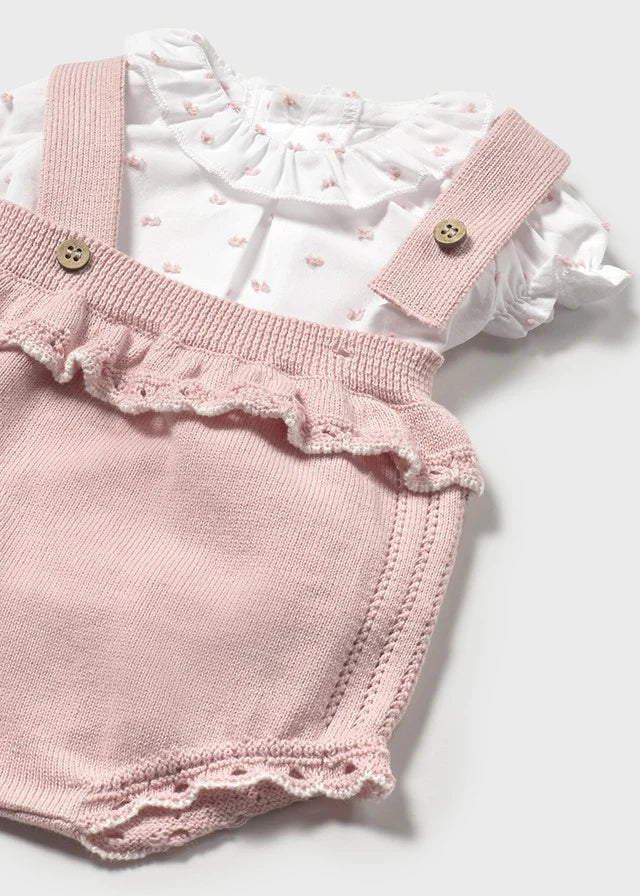 MAYORAL: KNIT DUNGAREES SET-SAKURA