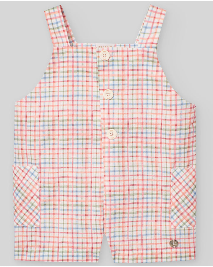 PAZ RODRÍGUEZ: “GRANJA” Boys Multi Color Squares Romper