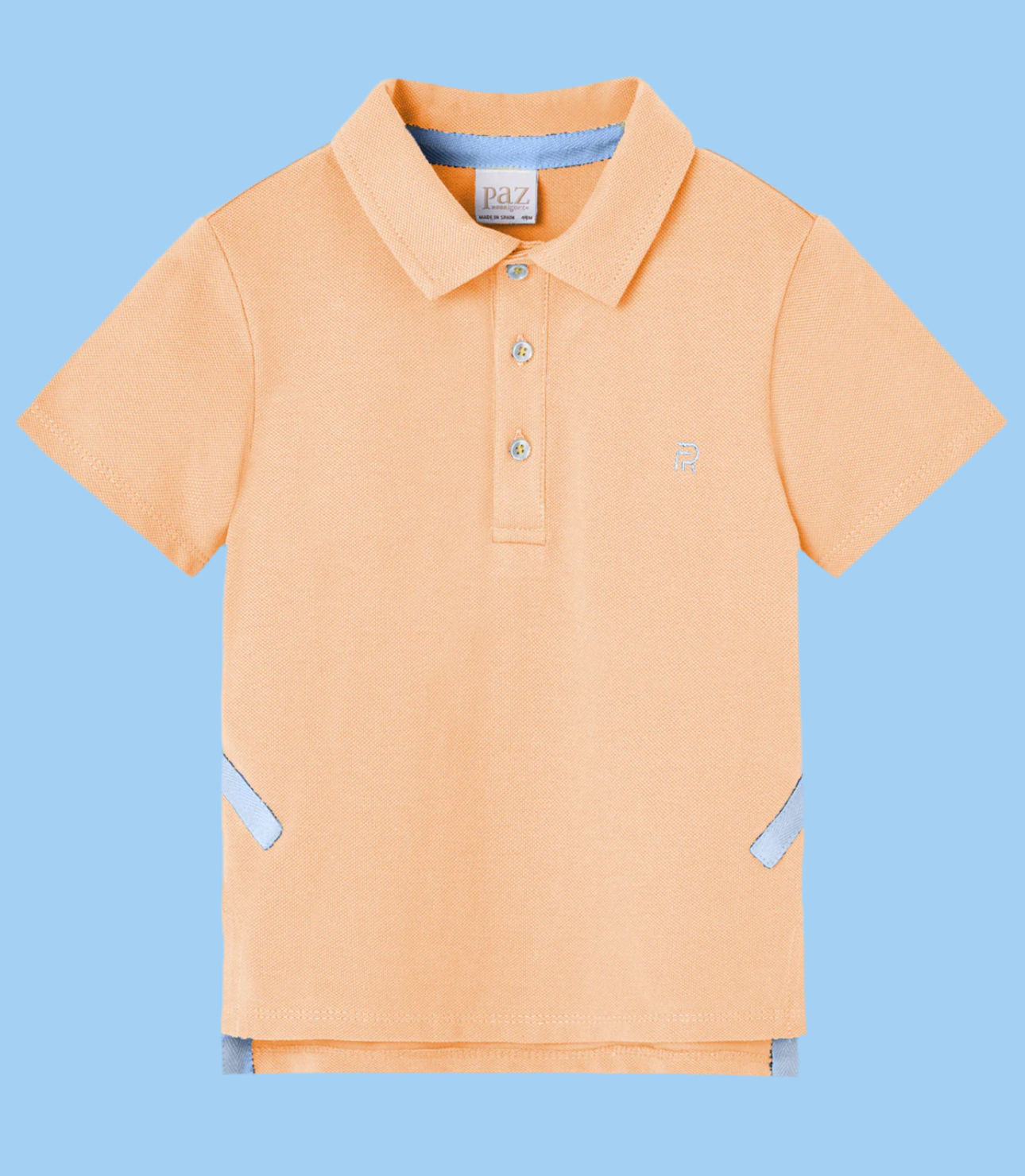 PAZ RODRIGUEZ: “BANO V25”Orange and Blue Knit Polo Shirt