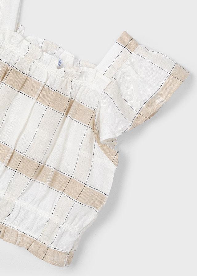 MAYORAL: GIRLS TAN PLAID TOP