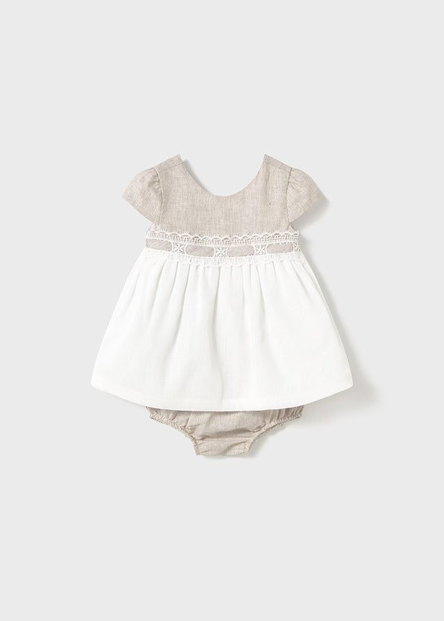 MAYORAL: TAUPE and White DRESS with Bloomers