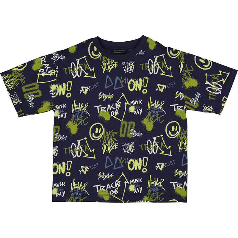 MAYORAL: Smiley Face Boys Graffiti Tee Marino