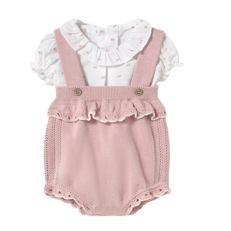 MAYORAL: KNIT DUNGAREES SET-SAKURA