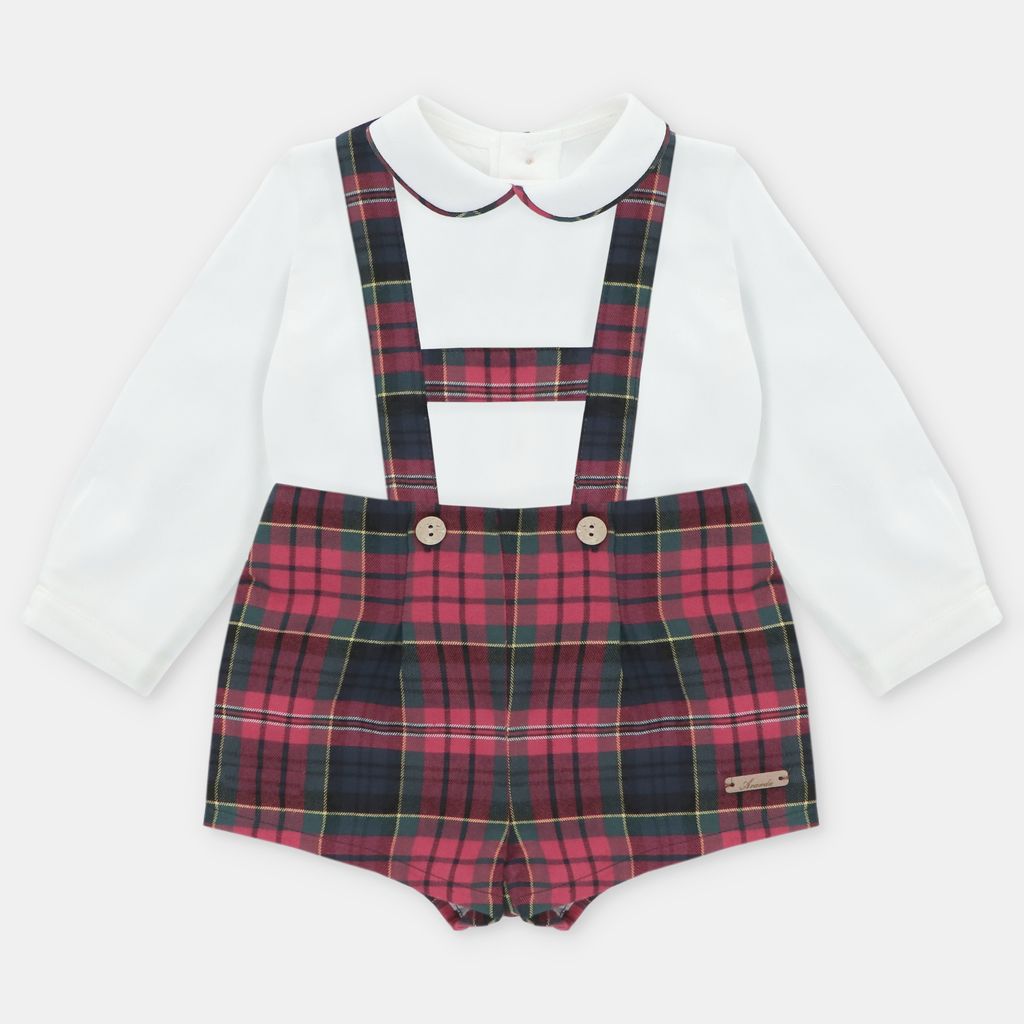 MARTIN ARANDA: RED PLAID OVERALL SET
