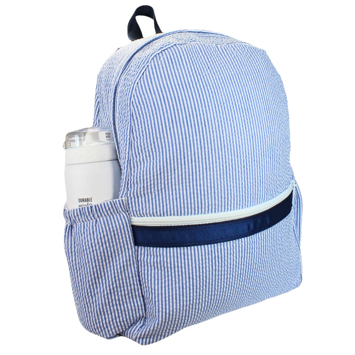 MINT : NAVY SEERSUCKER BACKPACK