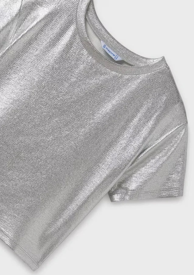 MAYORAL: GIRLS METALLIC RIBBED TEE