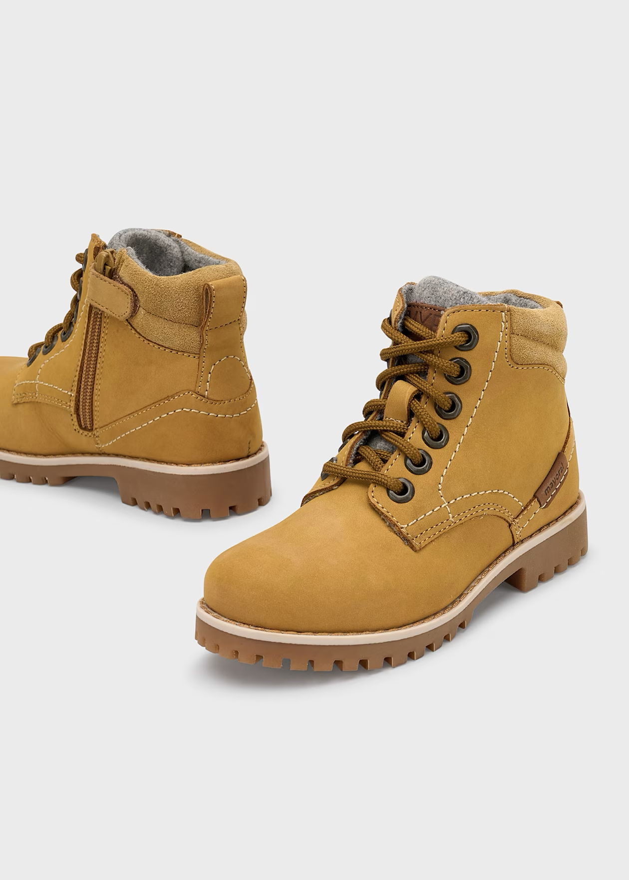 MAYORAL: BOYS MUSTARD LEATHER ANKLE BOOTS