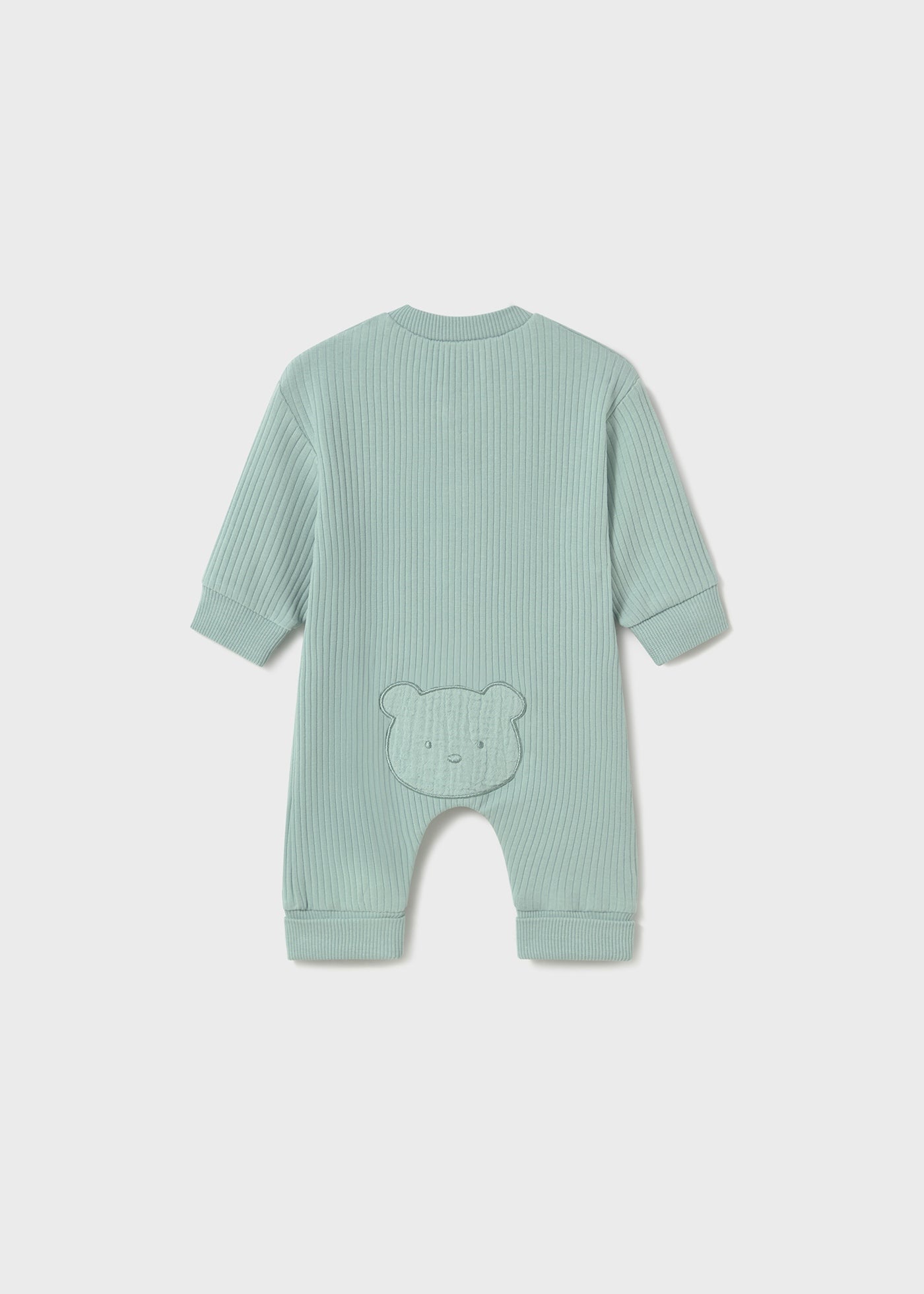 MAYORAL: NEWBORN LONG BUTTON FRONT ONESIE WITH BEAR DESIGN
