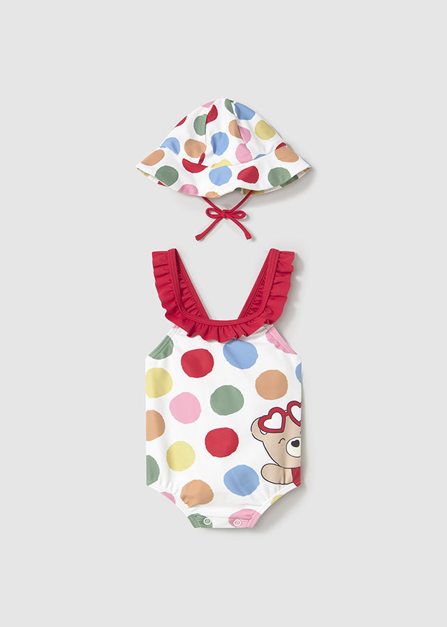 MAYORAL: Polka Dot Bear Swimsuit Rojo