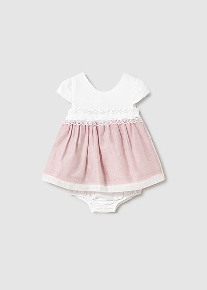 MAYORAL: TAUPE and White DRESS with Bloomers