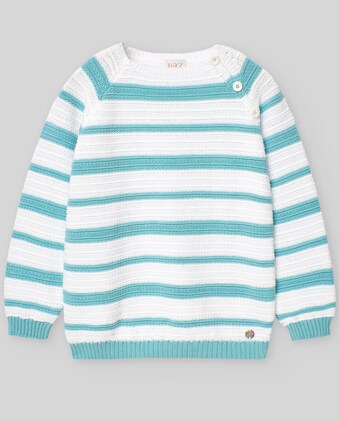 PAZ RODRIGUEZ: “RIAS” Knit Pullover in Maui Green and Agave Green Stripes