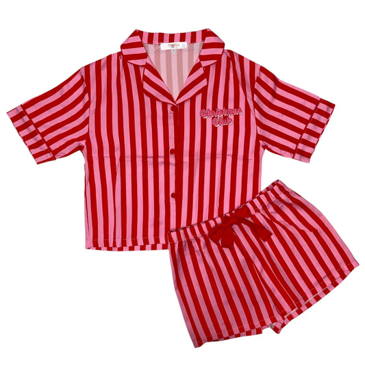 SUNSHINE SOCIETY: KIDS SILKY CHRISTMAS CLUB SHORT SLEEVE PANT SET