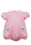 CLAIRE & CHARLIE: CUPCAKES BUBBLE-PINK GINGHAM KNIT GIRLS BUBBLE
