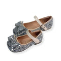 DOE A DEAR: SILVER EMBELLISHED BOWTIE FLAT SHOES