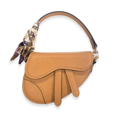 DOE A DEER : BEIGE PURSE WITH BROWN & GOLD SCARF