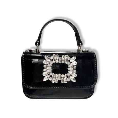 DOE A DEAR : RHINESTONE DECOR PATENT PURSE