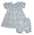 MARCO & LIZZY : BLUE FLORAL HAND SMOCKED GIRL'S BISHOP
