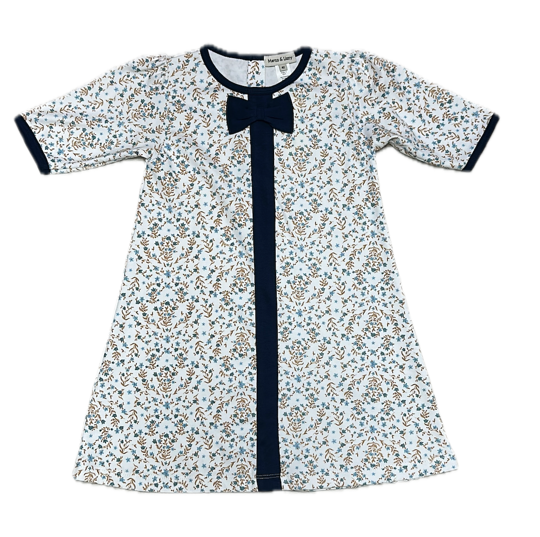 MARCO & LIZZY: BLUE FLORAL GIRL'S A-LINE DRESS