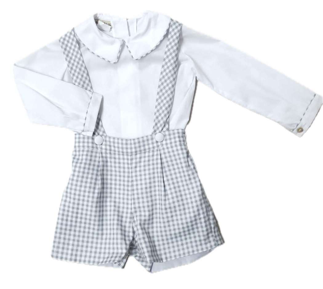 MARCO & LIZZY: GRAY AND WHITE WINTER MEADOWS BOY'S SHORT SET