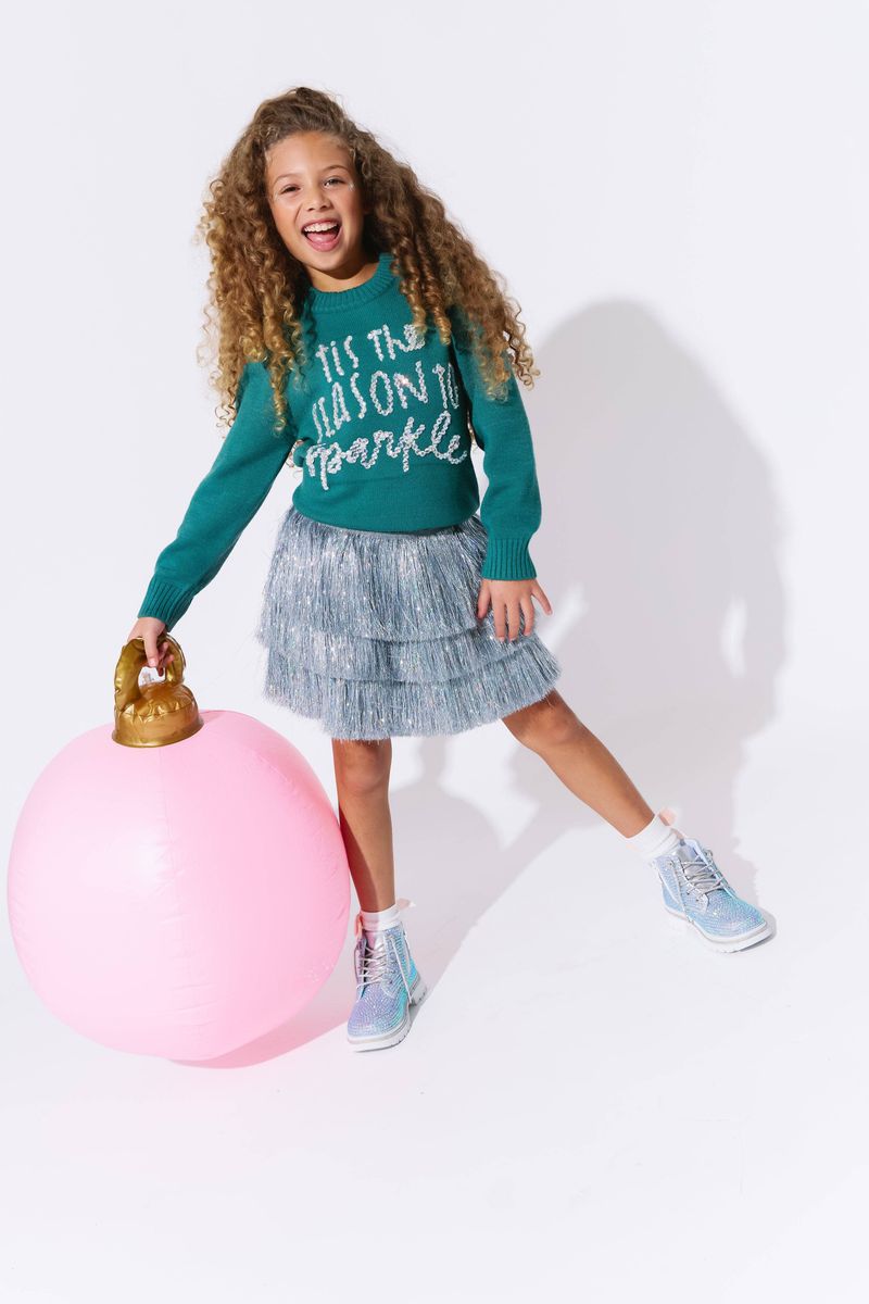 Lola & the boys : Silver Shimmer Tinsel Party Skirt