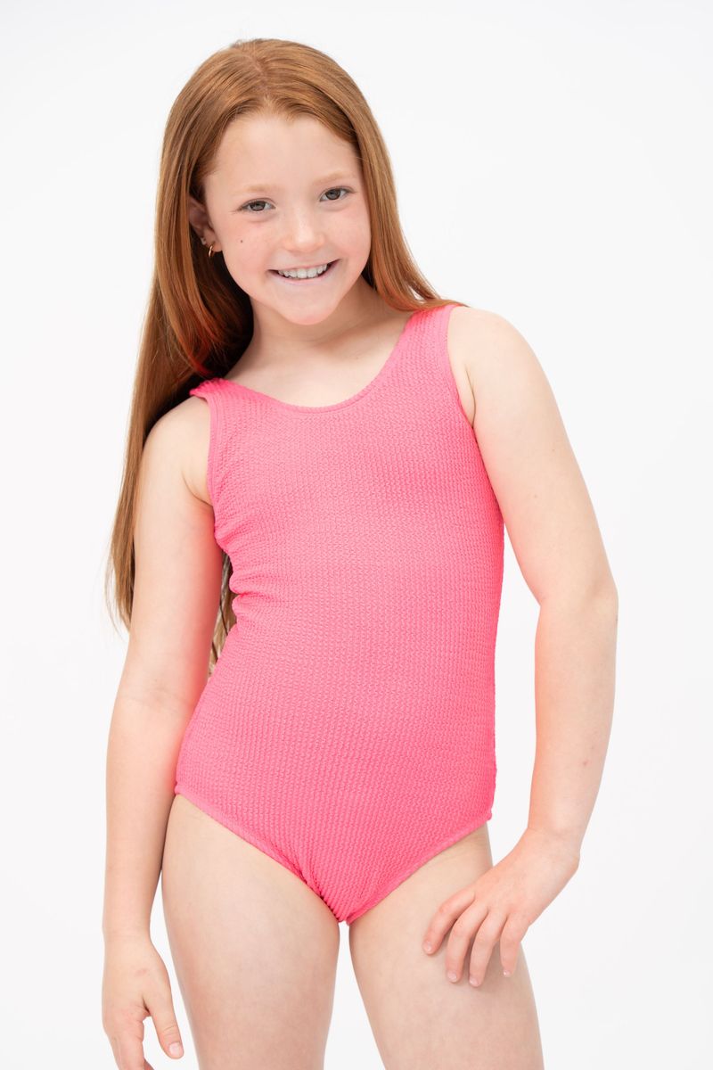 TWEENSTYLE : Hot Pink Crinkle One Piece Swimsuit