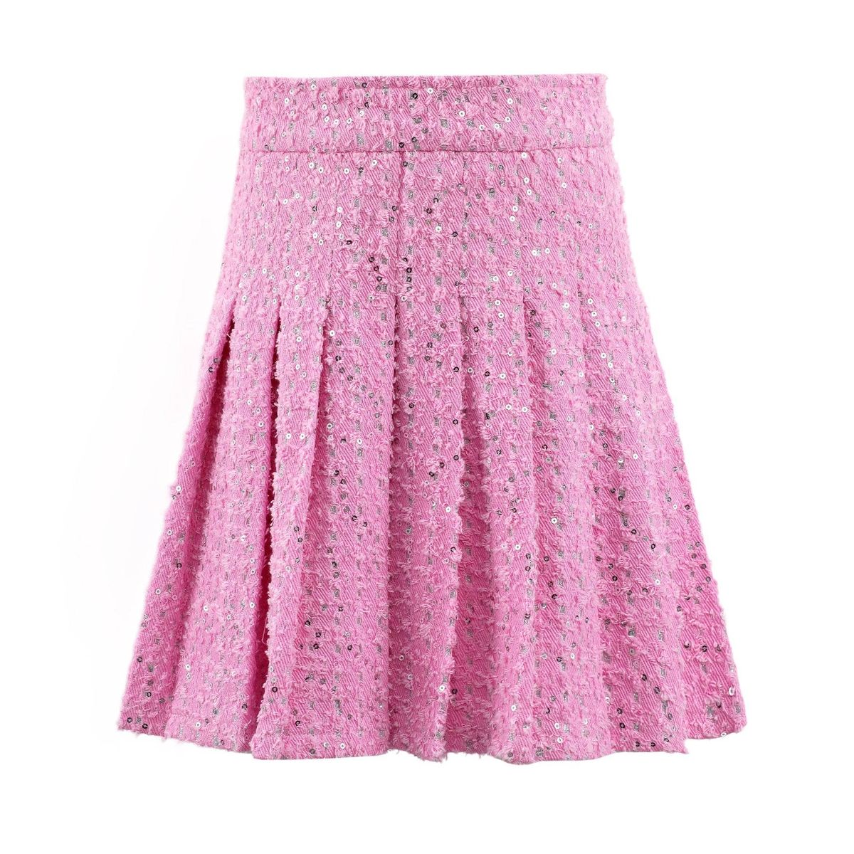 LOLA & THE BOYS: PINK DENIM SPARKLE PLEATED SKIRT
