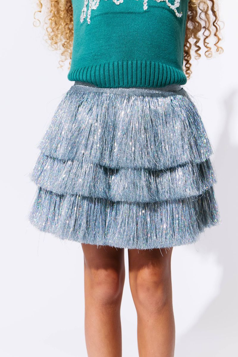Lola & the boys : Silver Shimmer Tinsel Party Skirt
