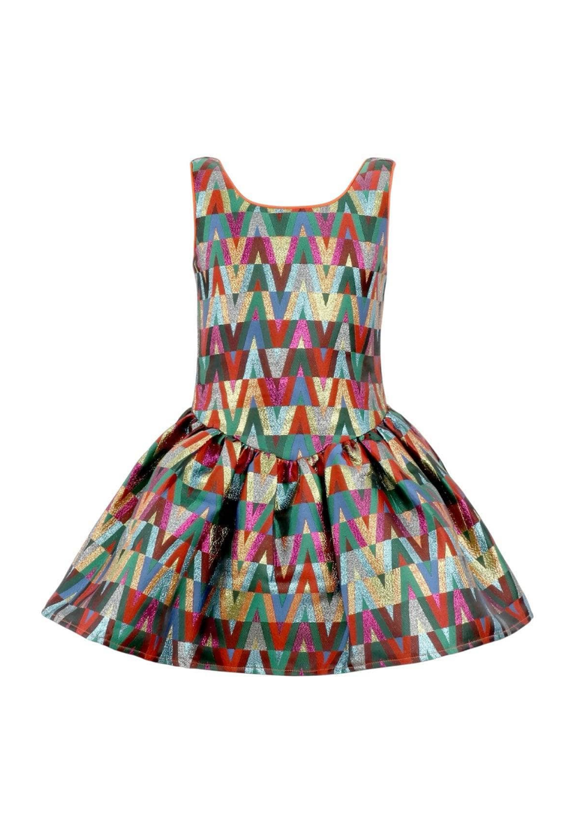 Lola & the boys : Rainbow Vibes Metallic Bubble Dress
