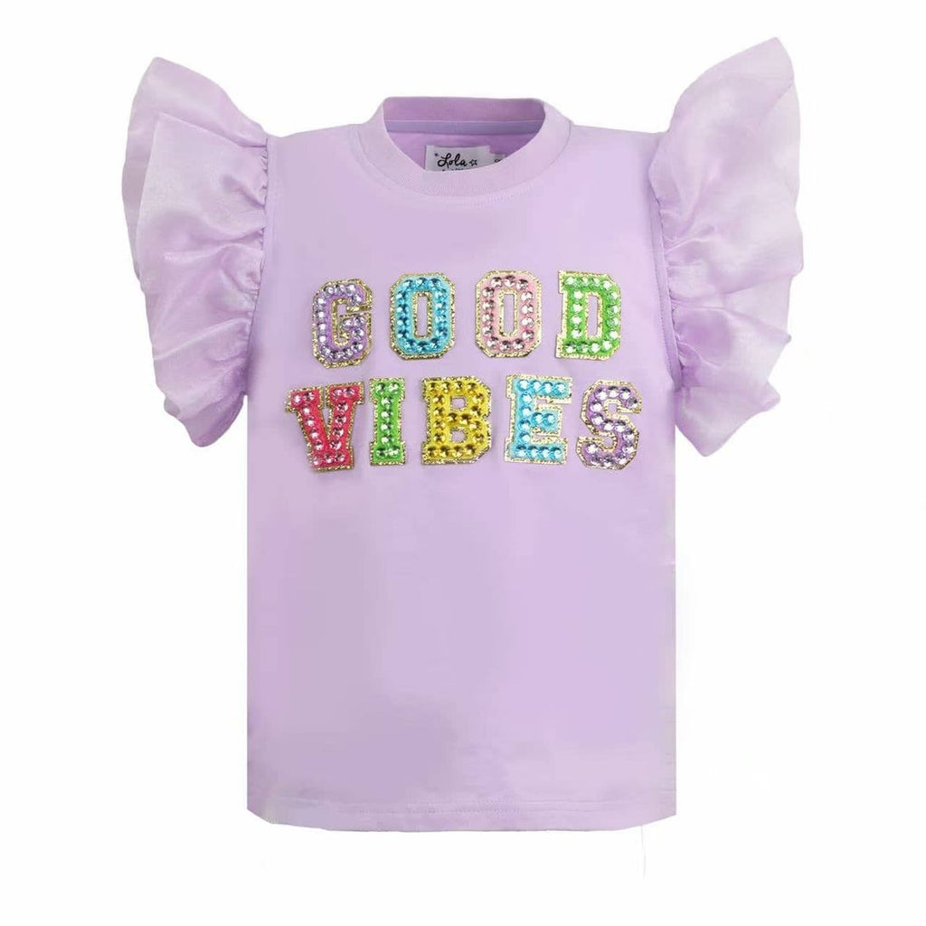 Lola & the boys : Good Vibes Gem Ruffle Shirt