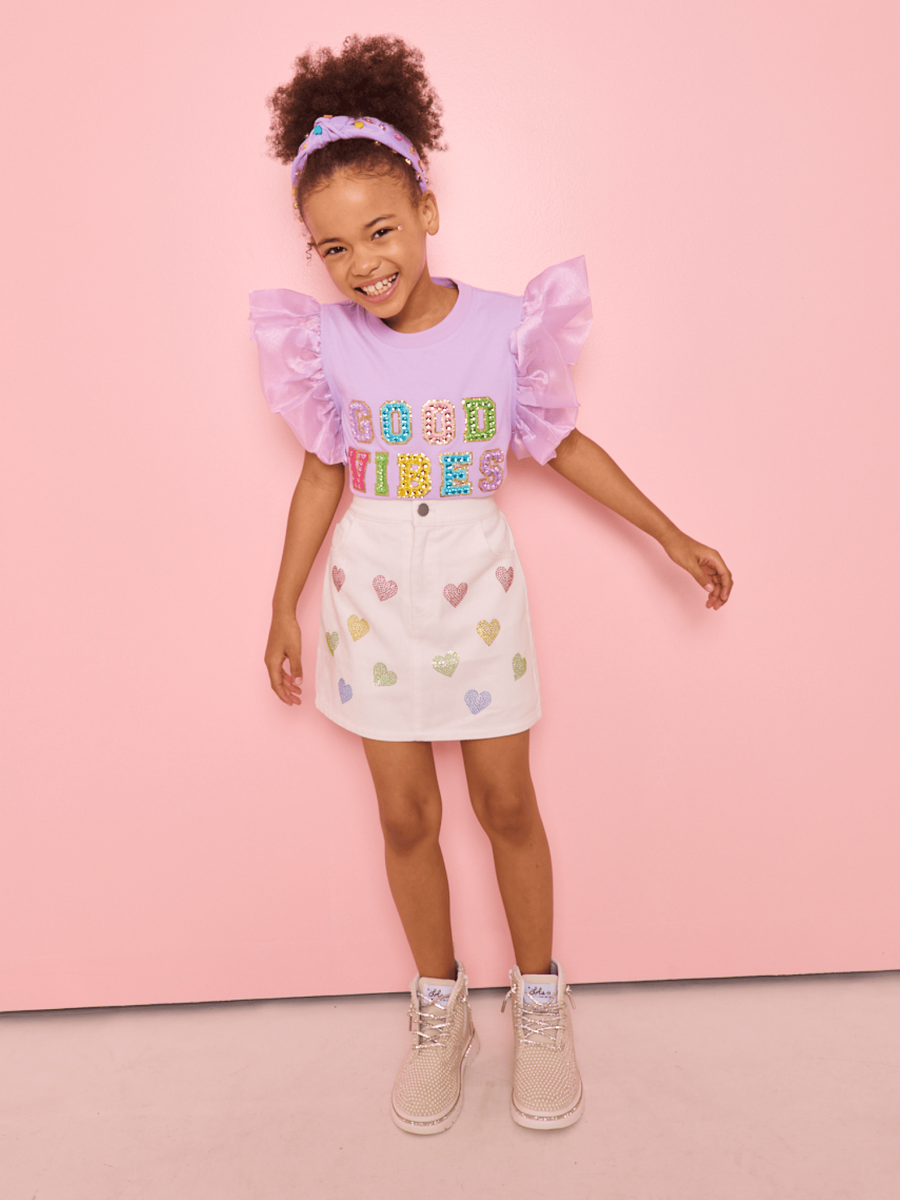 Lola & the boys : Good Vibes Gem Ruffle Shirt