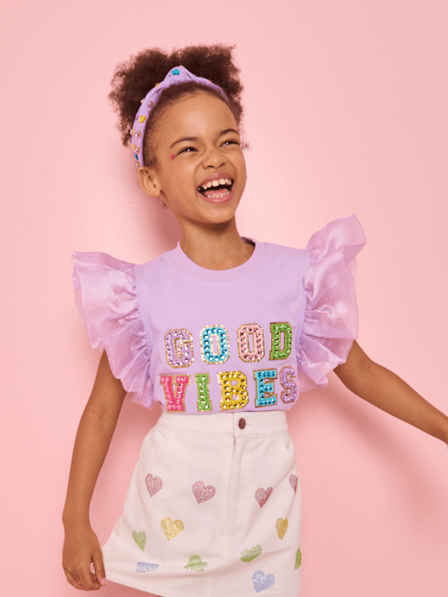 Lola & the boys : Good Vibes Gem Ruffle Shirt