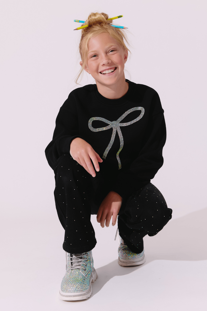 Lola & the boys : Sparkle Bow Sweatshirt