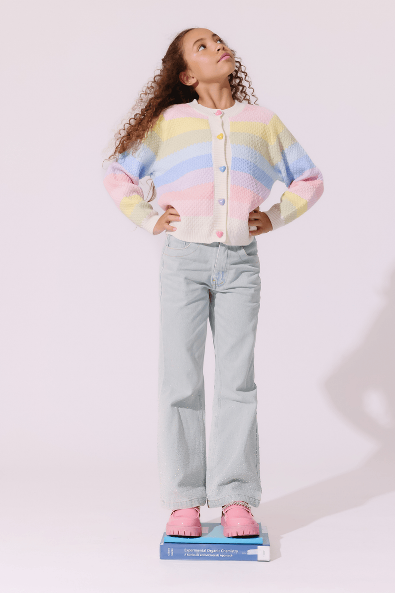 Lola & the boys : Pastel Rainbow Knit Cardigan