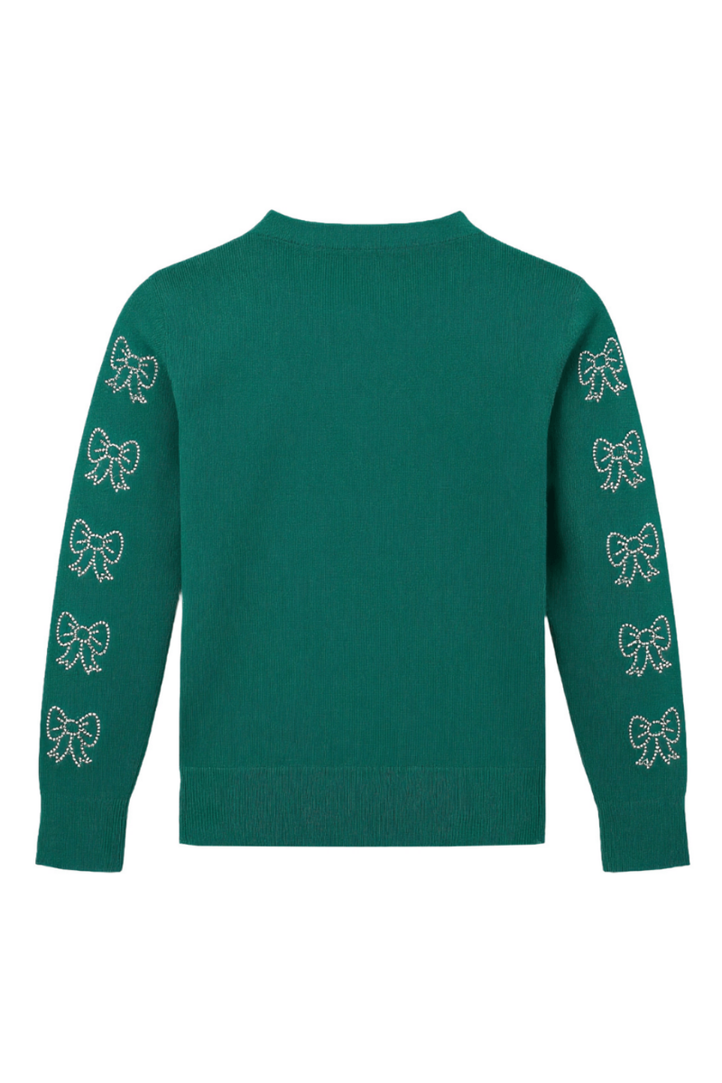 Lola & the boys : Green Crystal Bow Sweater