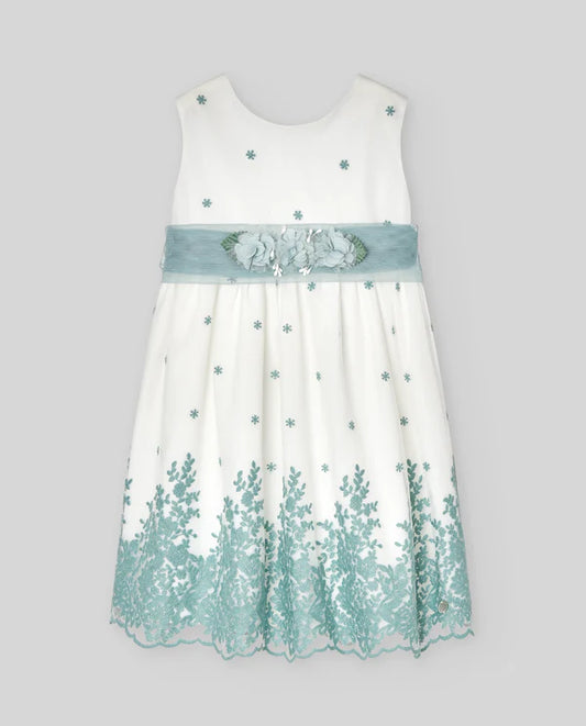 PAZ RODRIGUEZ: “CEREMONIA” Cream and Moss Green Dress