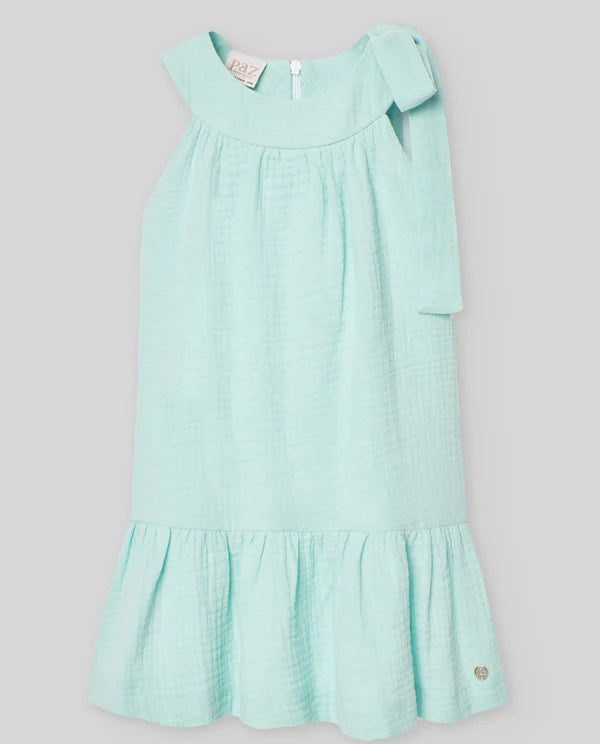 PAZ RODRIGUEZ: “CLAVEL” Mint Bow Shoulder Dress
