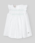 PAZ RODRIGUEZ: “EIDO” White with Mint Stitching Dress