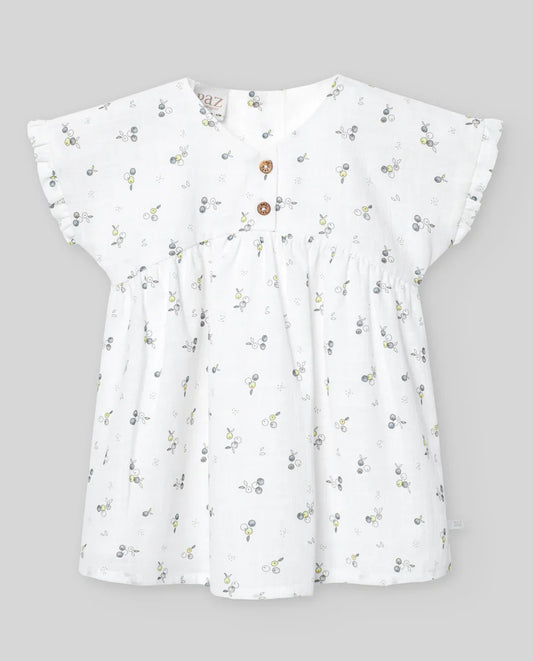 PAZ RODRIGUEZ: “POMPA” Woven Berries Print Dress