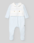 PAZ RODRIGUEZ: Chalk Blue Infant Boys “Interlock V25” Romper