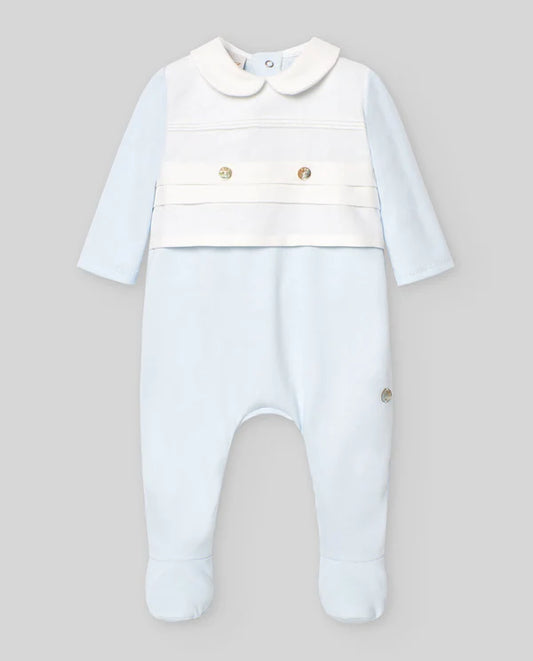 PAZ RODRIGUEZ: Chalk Blue Infant Boys “Interlock V25” Romper
