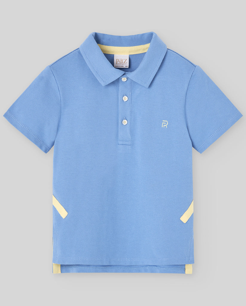 PAZ RODRIGUEZ: “BANO V25”Orange and Blue Knit Polo Shirt
