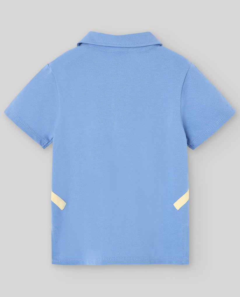 PAZ RODRIGUEZ: “BANO V25”Orange and Blue Knit Polo Shirt
