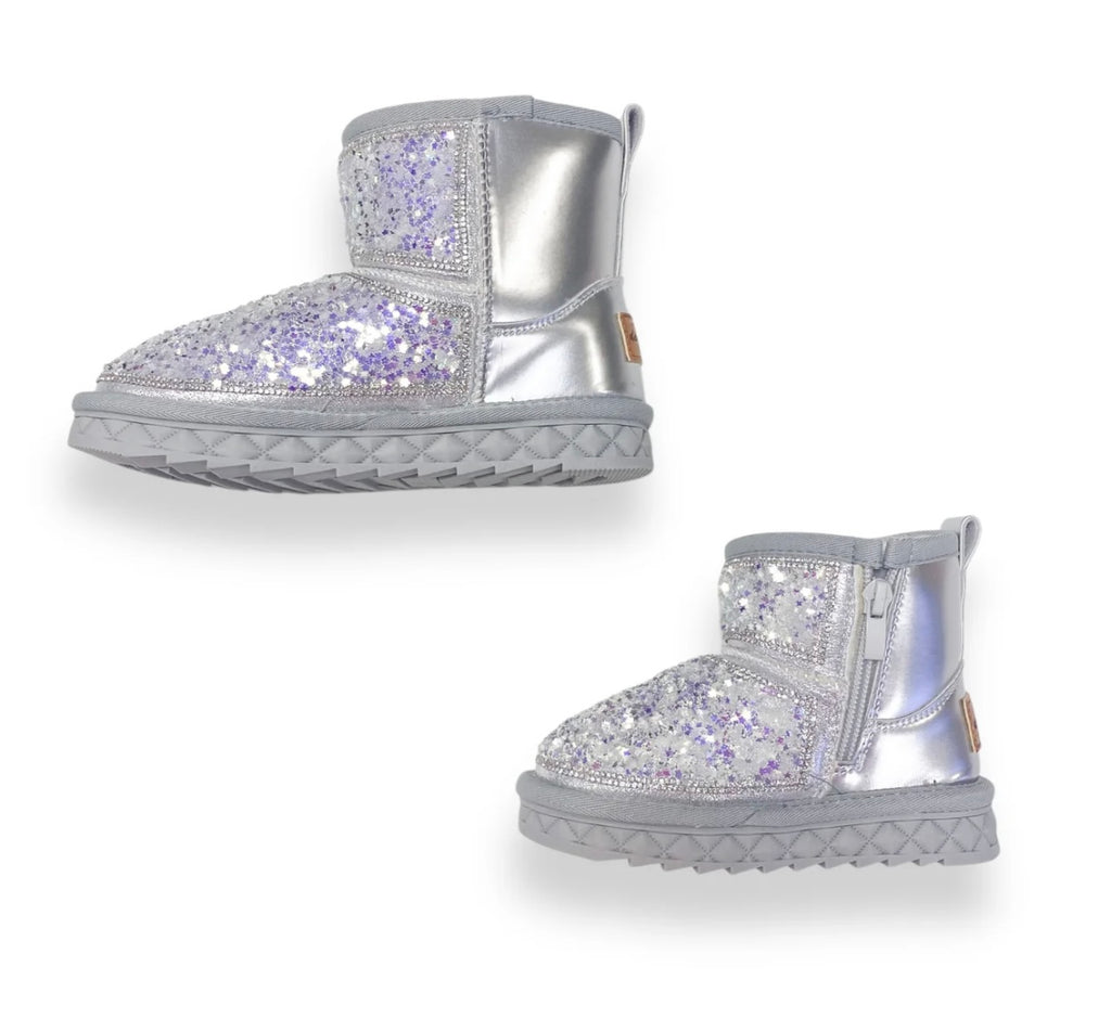 Doe A Dear Silver Mini Star Sequin Boots