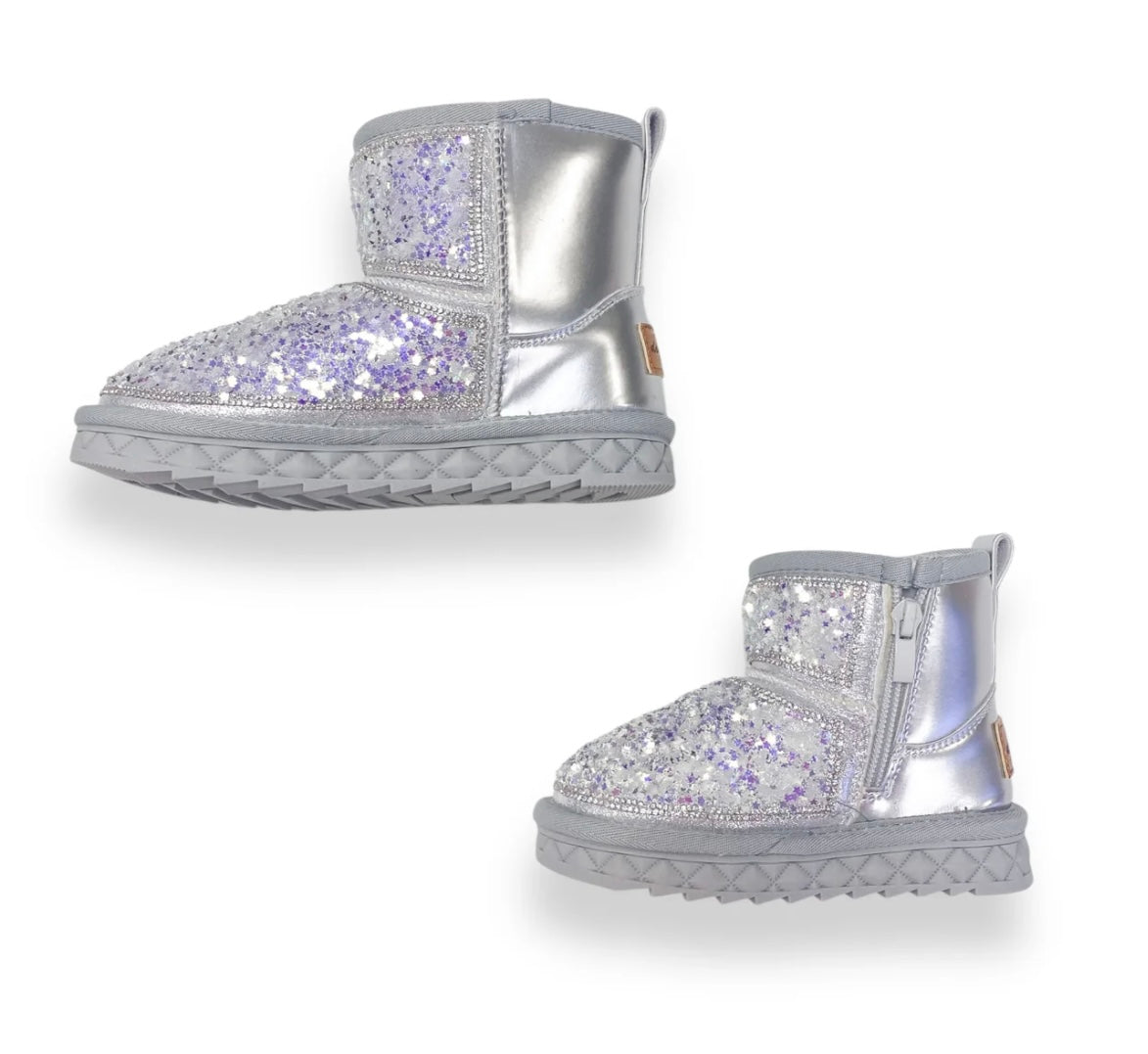 Doe A Dear Silver Mini Star Sequin Boots